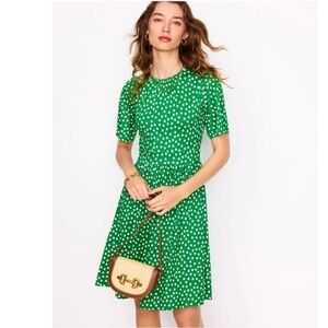 Boden Green Polka Dot Jersey Dress 6P